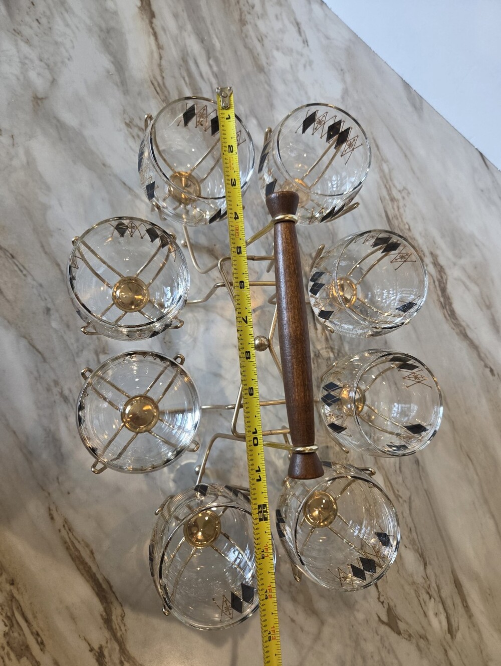 Federal Glass Company Harlequin Roly Poly cocktail WITH CARRIER! *RARE FIND!* - Picture 7 of 7